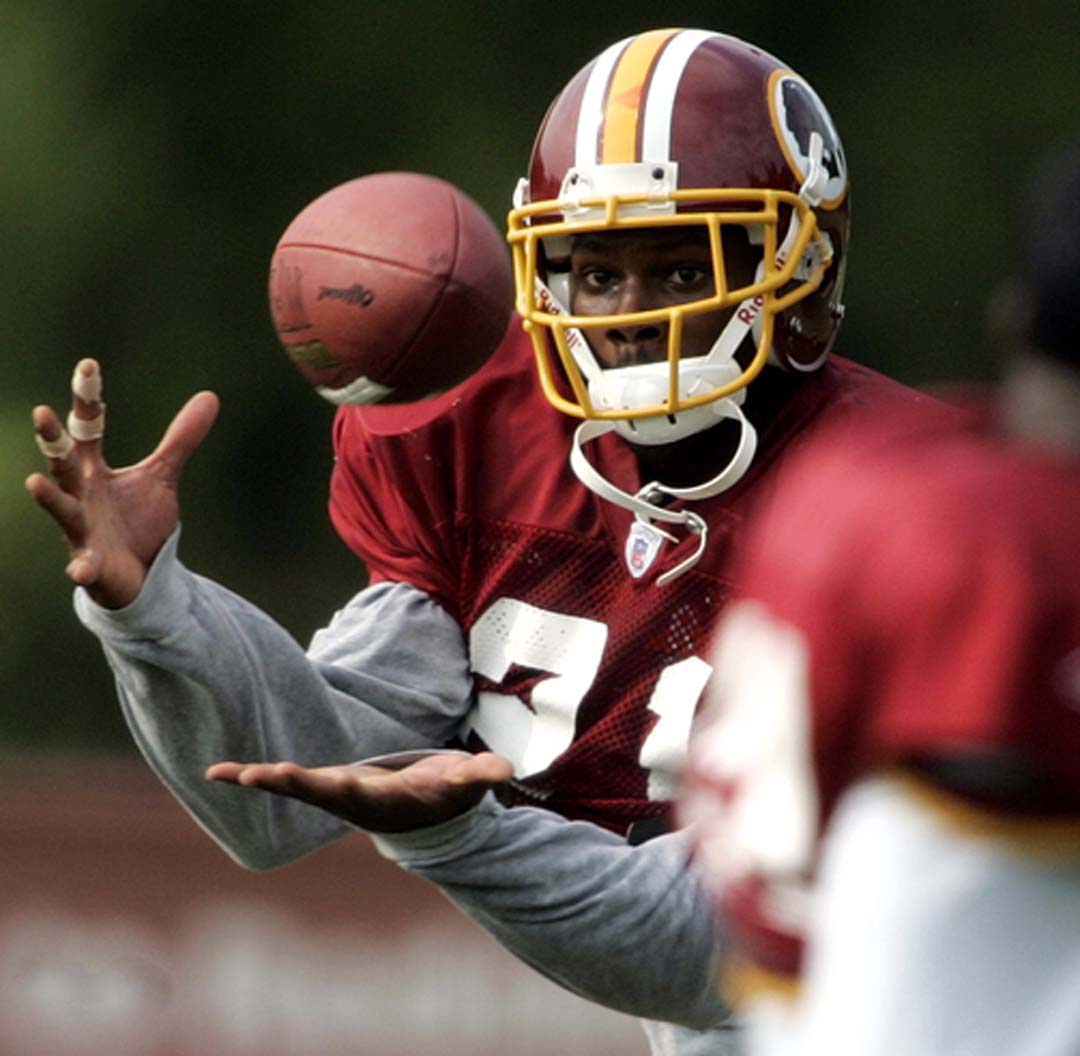 Washington Redskins safety Sean Taylor catches a ball during the first day of training camp Aug. 1, 2005. Taylor died early Tuesday, Nov. 27, 2007. He was 24.