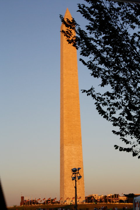 The Washington Monument just before sunset.