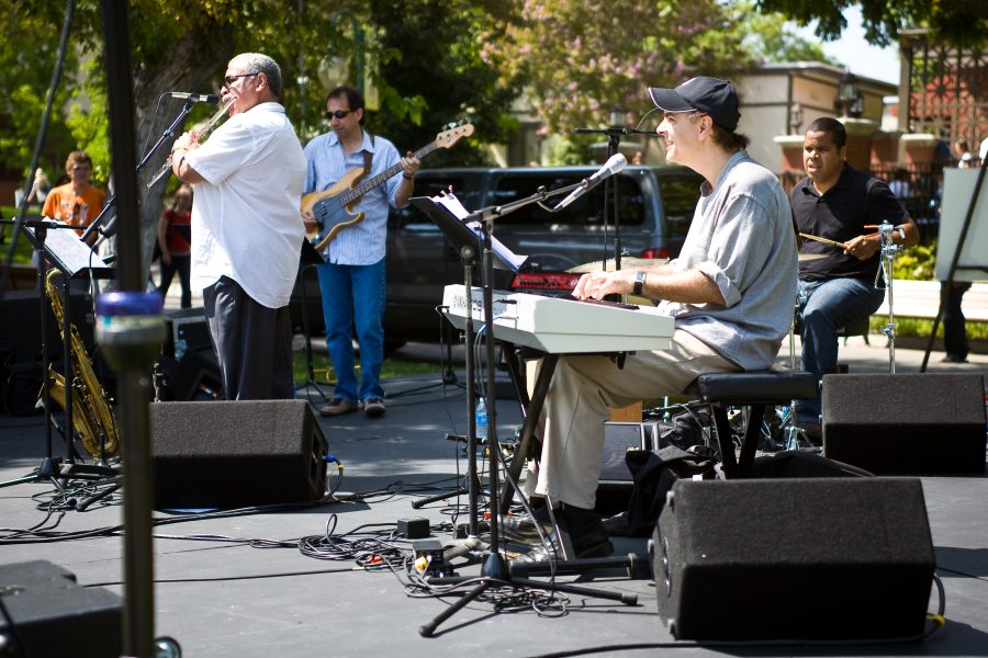 Rique Pantoja and Friends were the performers for the weekly Music at Noon concert, located on the lawn in front of the SUB, that happened at 12:30 p.m. on Wednesday, Sept. 17.   Photo by Mike Villa