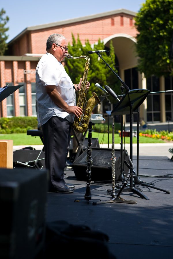 Rique Pantoja and Friends were the performers for the weekly Music at Noon concert, located on the lawn in front of the SUB, that happened at 12:30 p.m. on Wednesday, Sept. 17.   Photo by Mike Villa