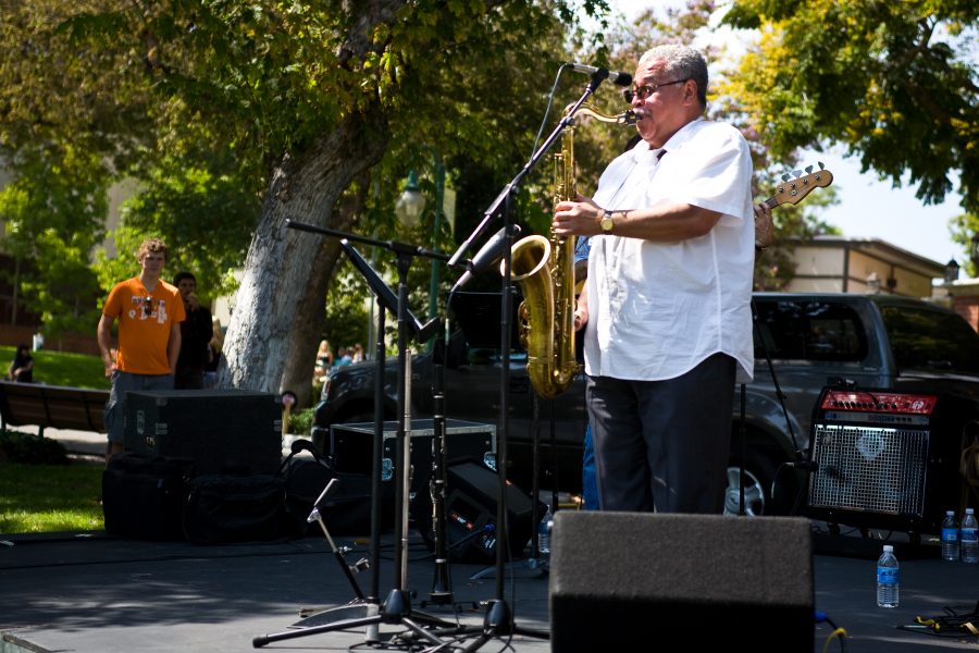 Rique Pantoja and Friends were the performers for the weekly Music at Noon concert, located on the lawn in front of the SUB, that happened at 12:30 p.m. on Wednesday, Sept. 17.   Photo by Mike Villa
