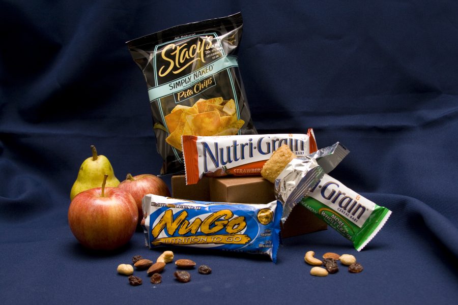 Fruit and granola bars are a few of the healthier options for snacks between classes. Photo by Sarah Sunderman
