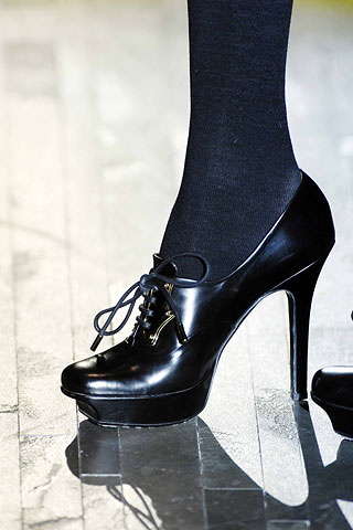 Oxford high heels are just one of the many new shoe styles appearing for this fall for women.  