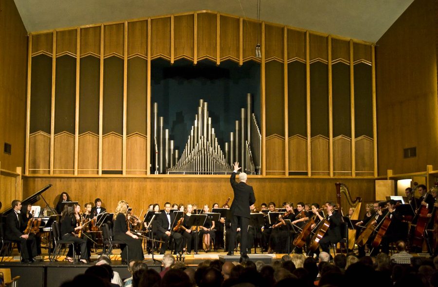 The Biola orchestra playing Ritual Fire Dance, from “El Amor Brujo.”  Photo by Christina Schantz