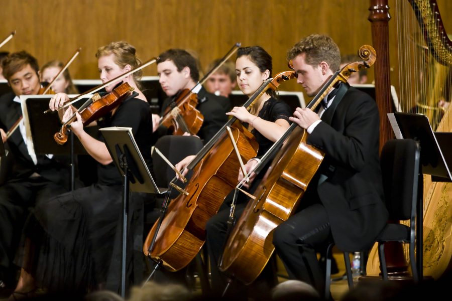 Nathan Cottrell performing along with the Biola symphony. Photo by Christina Schantz