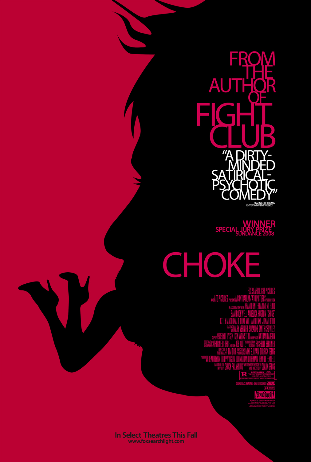 'Choke', directed by Clarke Gregg, is a comedy adaptation of Chuck Palahniuk's 'Choke' starring Sam Rockwell and Brad William Henke.  