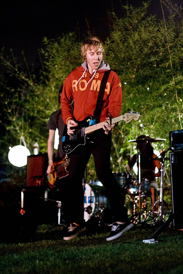 Guitarist Josh Montgomery, member of the band The Summer Set on tour from Phoenix, Arizona, playing at the Eddy on Horton's lawn.    Photo by Kelsey Heng