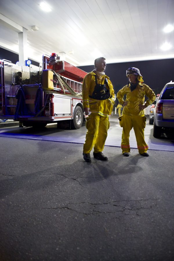 Some local firefighters stand on call at the station in Yorba Linda. Photo by Mike Villa