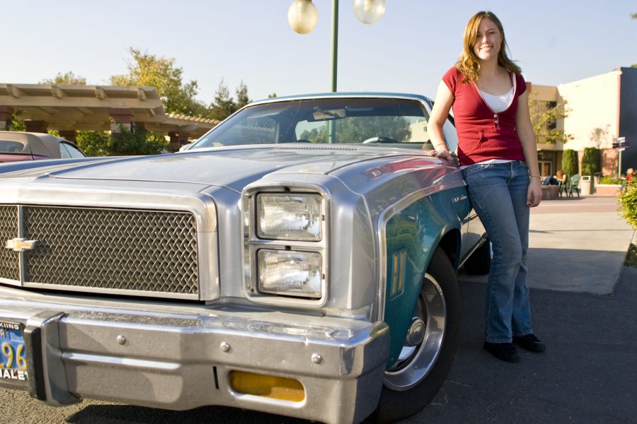 Junior Jackie Daniell drives a 1976 El Camino that her dad originally bought for her grandpa, but then gave it to her. Daniells dad rebuilt the engine and transmission and gave it to her for her 16th birthday.  Photo by Mike Villa