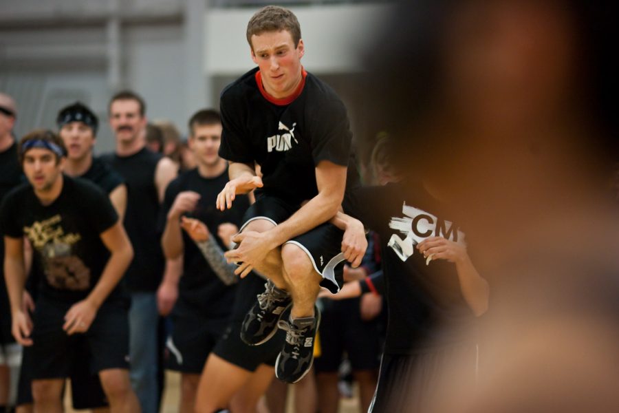 Junior Ben Winchell, of Horton, dodges Emersons throws in their match off dodgeball game. Photo by Mike Villa