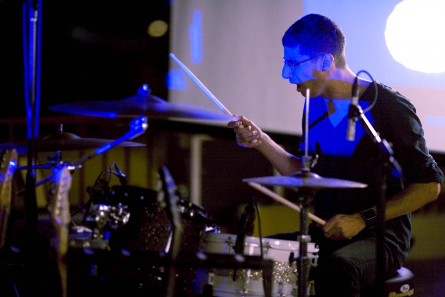 Amir Giergies, drummer of band Set to Sea, performed at the Eddy on Thursday, Feb. 26.   Photo by Mike