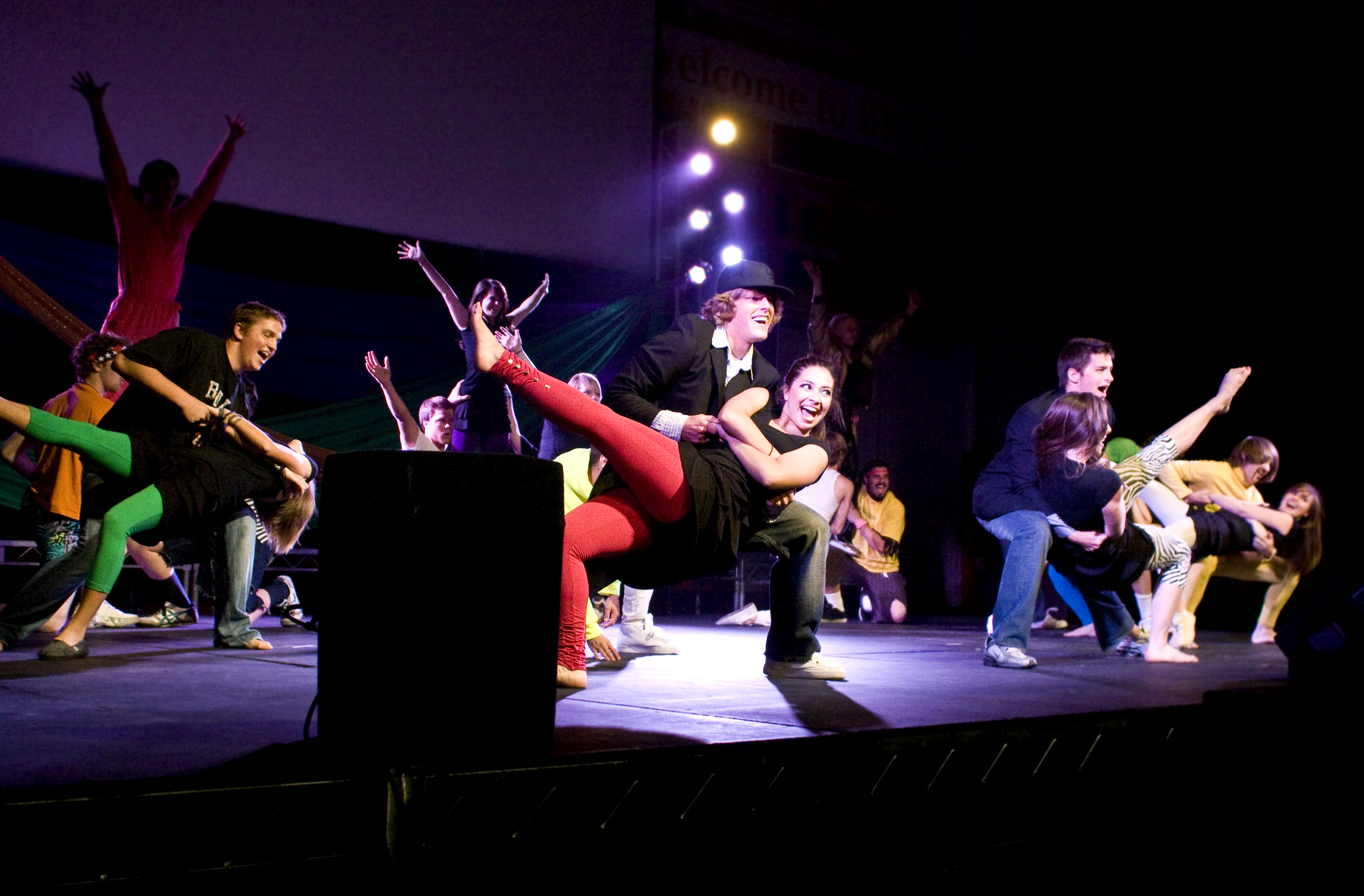 Marina Fernandez, junior, and John Enns, junior, participate in Men and Women of Honor, first place winners of this year's Mockrock Dance Competition.  *Photographer: Bethany Cissel*