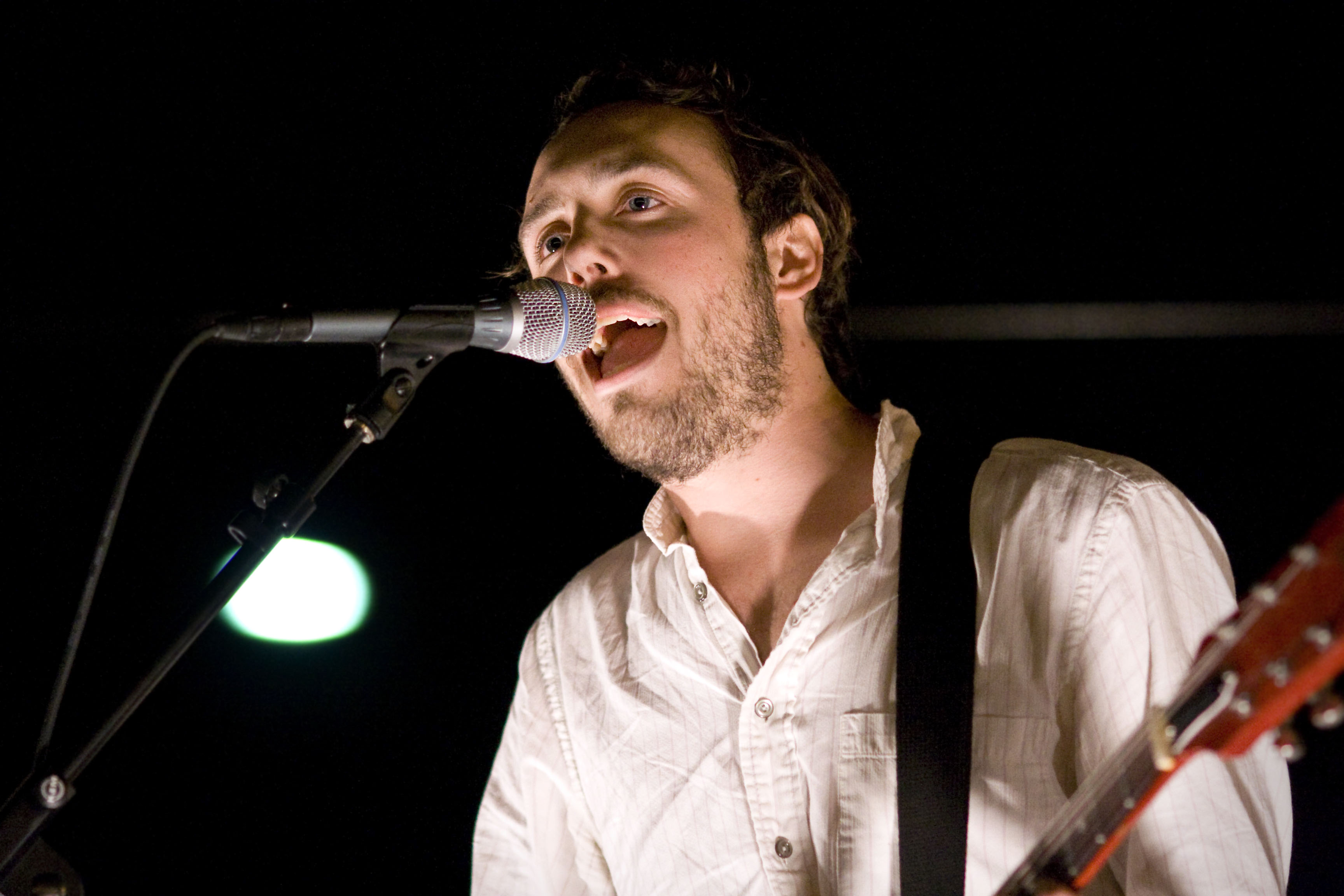 Nathan Gammill, lead singer of the band Aushua, played last of three band that performed at the Eddy on March 26, 2009.  *Photographer: Kelsey Heng*