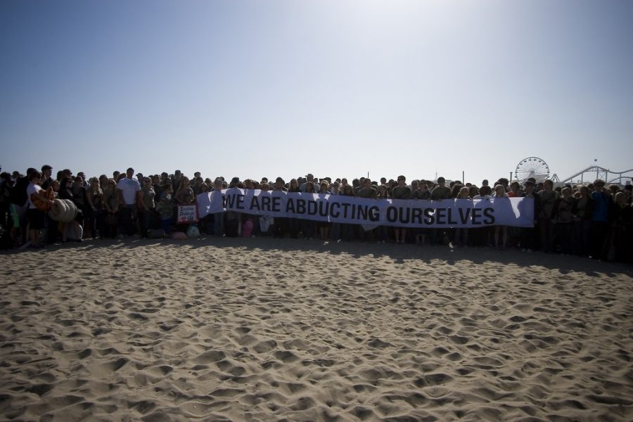 Invisible Children organized a nationwide demonstration last week called The Rescue. Thousands gathered in Santa Monica to show their support for the Uganda relief efforts. Photo by Joshua Watson