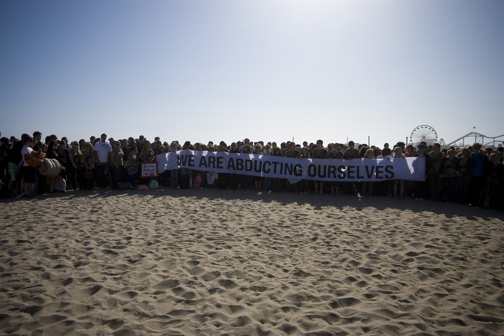 Invisible Children organized a nationwide demonstration last week called The Rescue. Thousands gathered in Santa Monica to show their support for the Uganda relief efforts. Photo by Joshua Watson