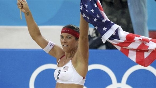 Pro beach volleyballer Misty May celebrates after winning the gold medal match at the 2008 Summer Olympics. Her performances in the past two Summer Olympics have done much to increase interest in the sport. | AP