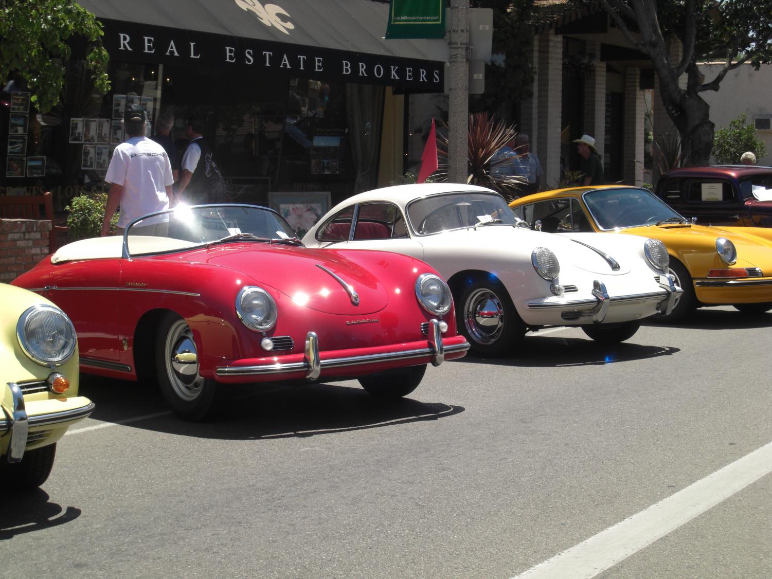 Colorful vintage Porsches line Main St. during a recent street fair in downtown Fallbrook.