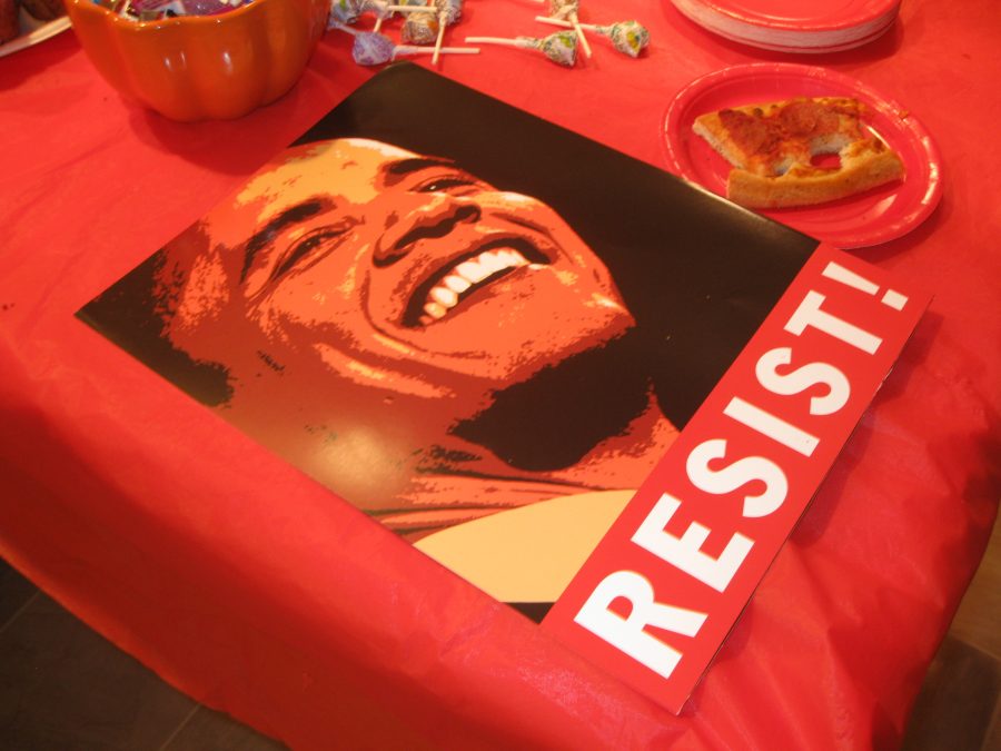 The Biola College Republicans feature political decor at their election results viewing party Tuesday night. Photo by Claire Callaway.