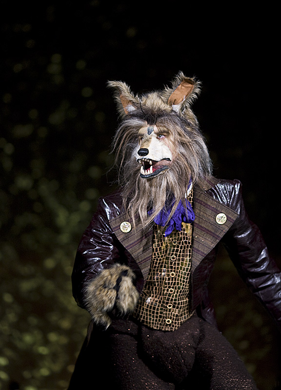 The Wolf, played by Erik Holmlund, wanders through the woods pursuing Little Red. |Kelsey Heng/THE CHIMES