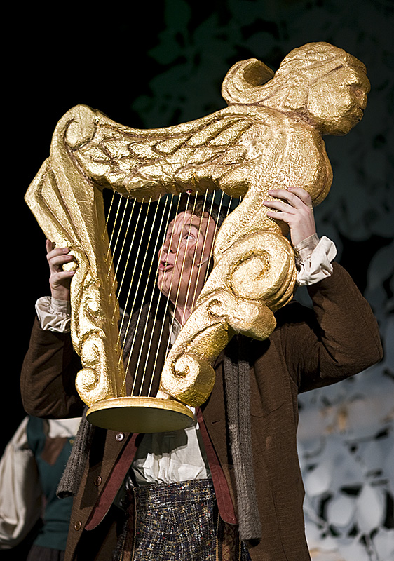 Jack, played by Tyler Wigglesworth, shows off his newly acquired treasured from the beanstalk. |Kelsey Heng/THE CHIMES