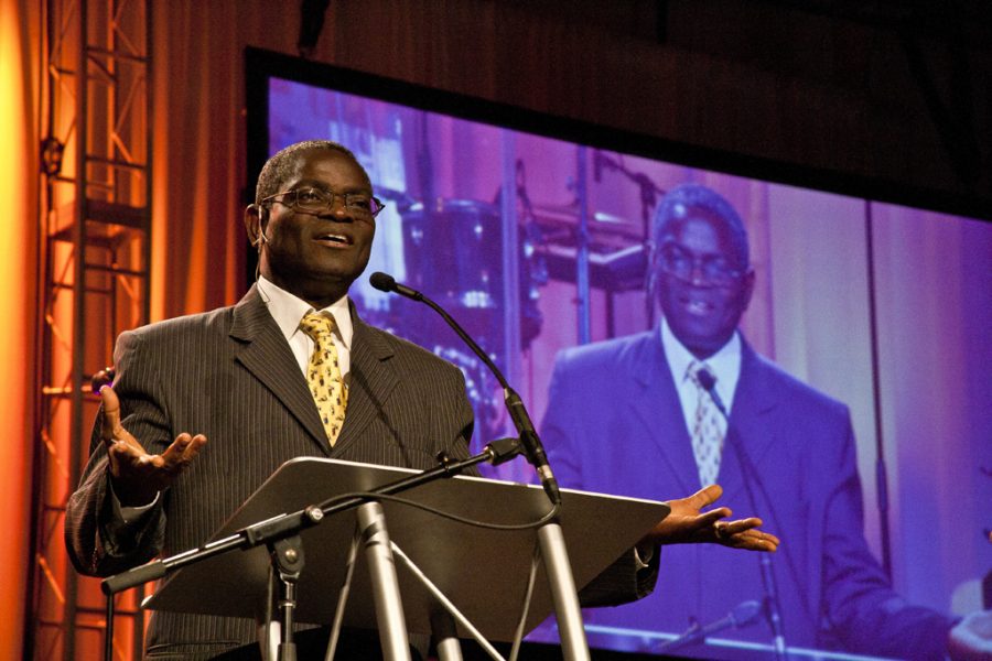Reverend Joesph Felix Kwesi Mensah passionately teaches the Word of
God at Missions Conference on March 17, 2011. | Adam Lorona/THE CHIMES