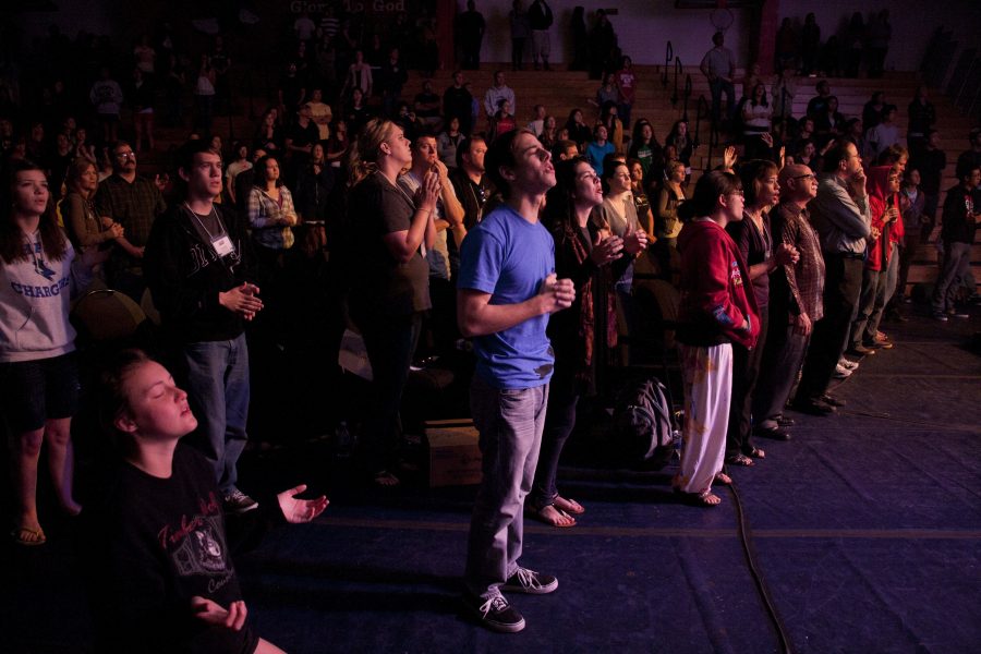 The Biola community worships at the last morning session of Missions Conference 2011, on Friday March 18. | Adam Lorona/THE CHIMES