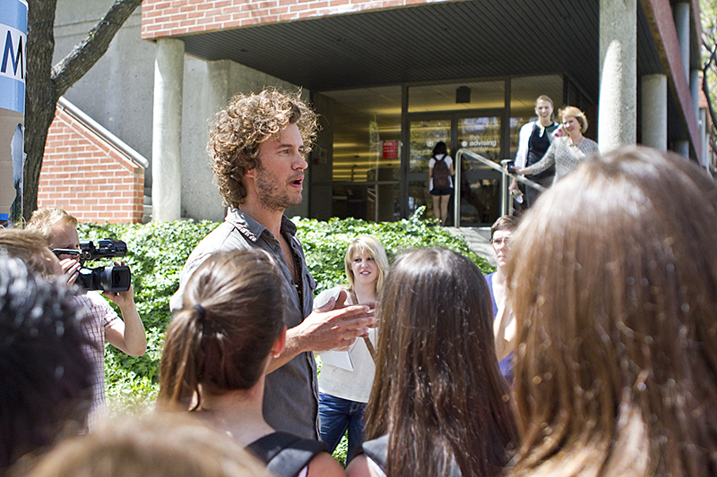 TOMS founder and Chief Shoe Giver Blake Mycoskie visited Biola in April to announce an upcoming mystery product, which was revealed June 7 as a new line of eyewear. |Job Ang/THE CHIMES  