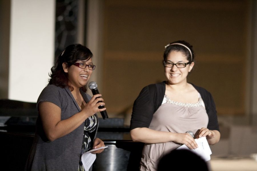 Junior Juana Carrillo and freshman Vanessa Gonzalez helped put together a benefit concert on Friday, April I to help those affected by the recent events in Japan, all proceeds were given to the organization Asian Access. | Katie Juranek/THE CHIMES
