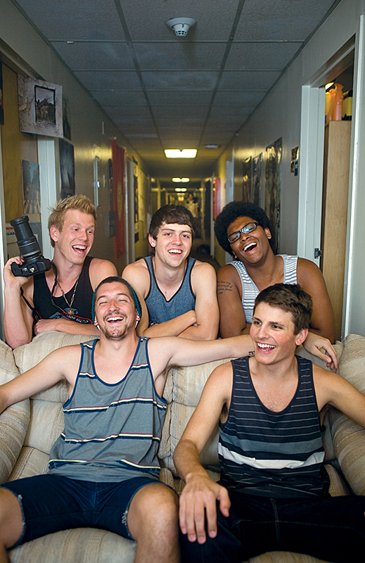 Dorm Series is a youtube video series created by Biola students (From left to right:) Freshman Hunter Davis, Sophomore Caleb Wheeler, Freshman Matthew Little, Freshman Charlie Welikala, and Freshman Joseph Garret. The weekly series is a comedy show about residency in Hart Hall. | Kelsey Heng/THE CHIMES