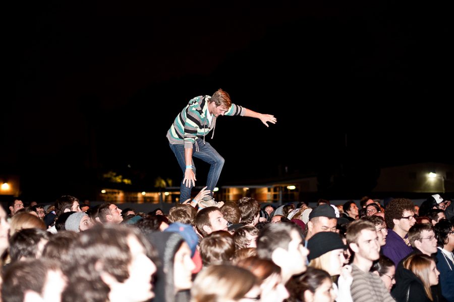 Audience members began crowd surfing and moshing as the excitement grew during mewithoutYou on Saturday night, May 14th, 2011. | Kelsey Heng/THE CHIMES