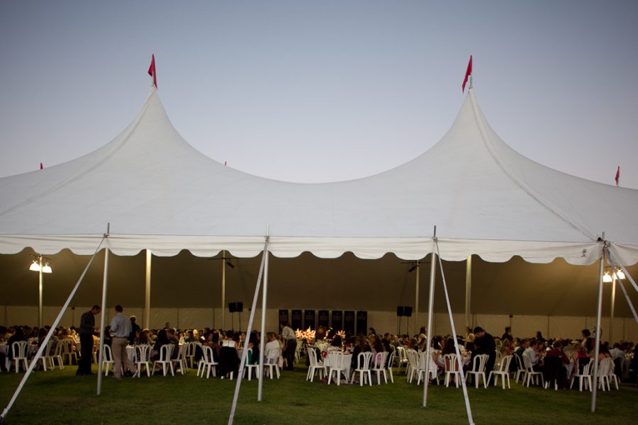 Tents were set up on McNally Field for the commencement dinner, which took place August 23, 2011. | Ashley Jones/THE CHIMES