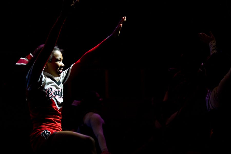 Biolas cheer team awed prospective and current students at Midnight Madness 2011. | Tyler Otte/THE CHIMES