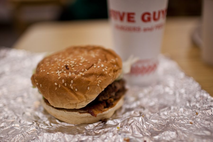 Five Guys offers an array of toppings for hamburgers and cheeseburgers at no extra cost. | Job Ang/THE CHIMES