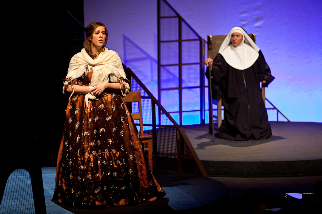 Senior Kristen Tucker plays Blanche De La Force, a girl who decides to commit her life to the convent in the moving opera theatre production "Dialogues of the Carmelites," featured by the music department during the second and third weekends in February. | Ashley Jones/THE CHIMES