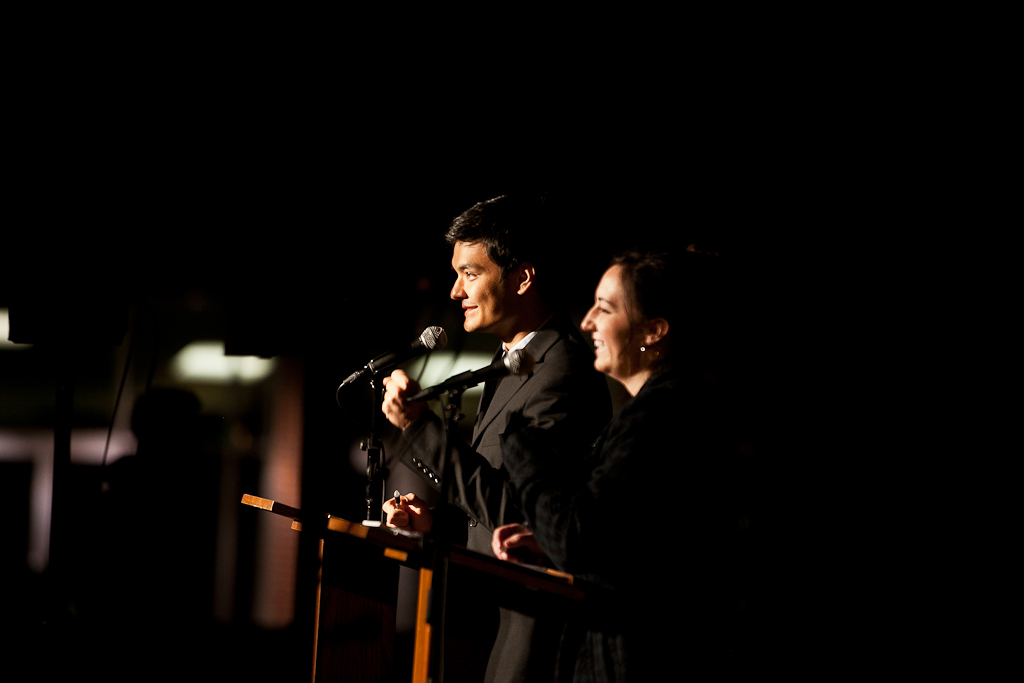 AS presidential candidates, junior communications major, Chris Yim and junior humanities major, Natasha Cheeley debate on March 20, 2012, about their goals as potential president. | Ashley Jones/THE CHIMES