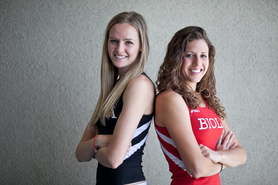 Seniors Nychele Fischetti and Brooke Forsi look forward to outdoor track and field season after setting records during the indoor season. | Job Ang/THE CHIMES