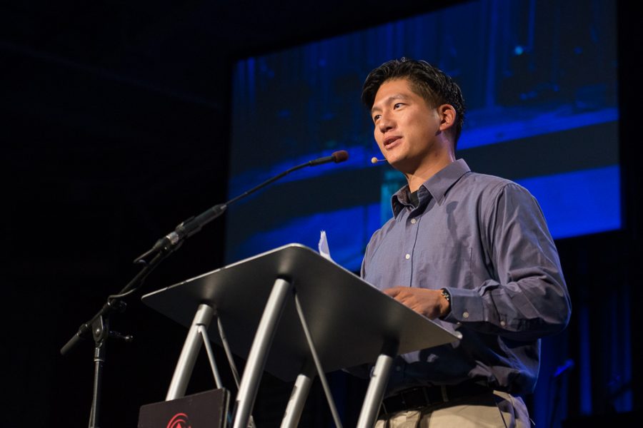 Wednesday morning speaker, Associate Professor of Intercultural Studies and Missiology, Allen Yeh, tells students, Explicit proclamation is a necessary, but insufficient condition for salvation. | Olivia Blinn/THE CHIMES