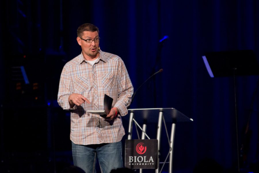During Wednesday nights session, called The Door to Whosoever, Mark Batterson teaches out of Acts 10. | John Buchanan/THE CHIMES