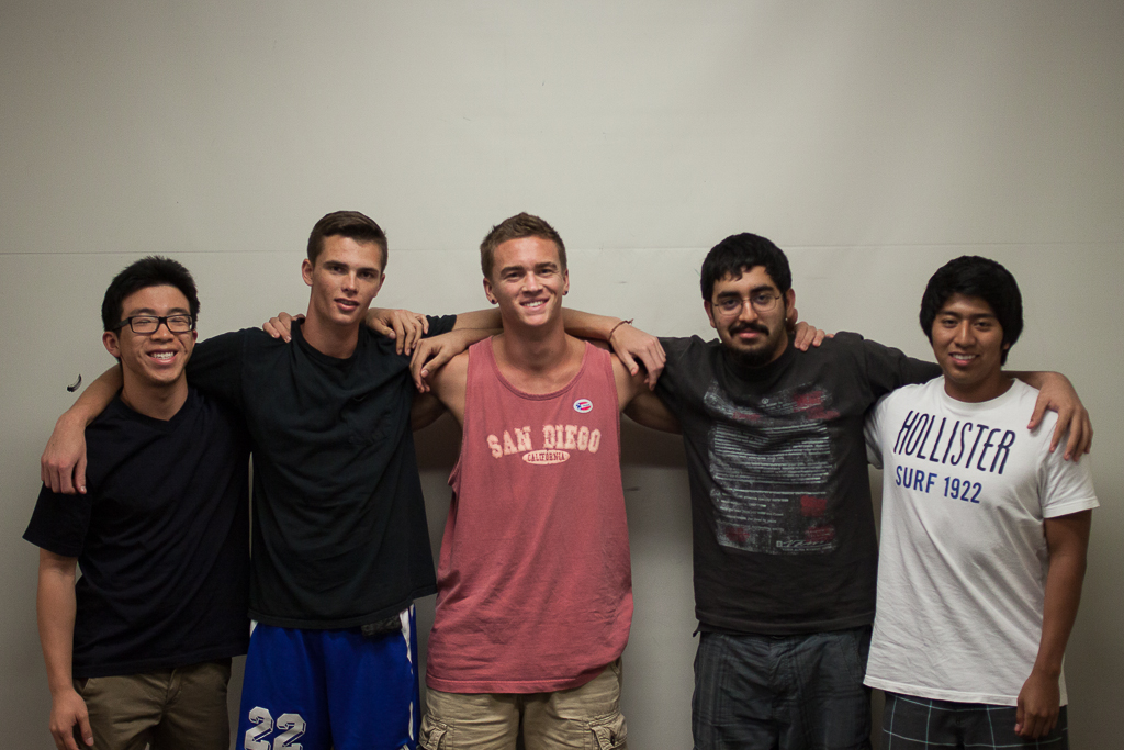 Sigma residents Jonathan Oh, Josh Crichton, Joseph O'Keefe, Joseph , Alex Ruiz stand together as friends despite their different ethnicities. | Grant Walter/THE CHIMES