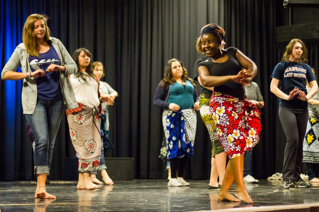 Linda Kazibwe-James form Whittier Christian High School, who is originally from Kenya, leads an African Dance Workshop on Saturday morning. | Rachel Adams/THE CHIMES