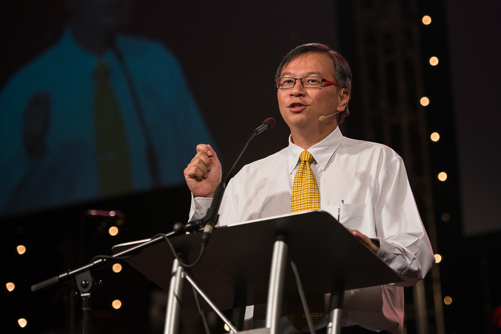 Timothy Liu speaks during the opening session of Missions Conference on Wednesday. Liu stressed the importance of living missionally in all areas of culture, particularly the marketplace. | Olivia Blinn/THE CHIMES