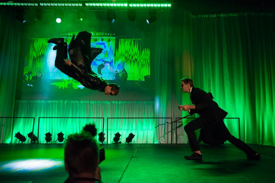 Members of The Big Bang Theory reenact a scene from The Matrix. | Olivia Blinn/THE CHIMES