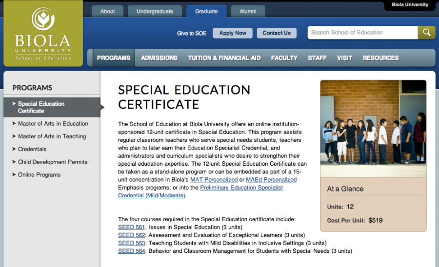 screenshot http://education.biola.edu/grad/programs/special-education-certificate/