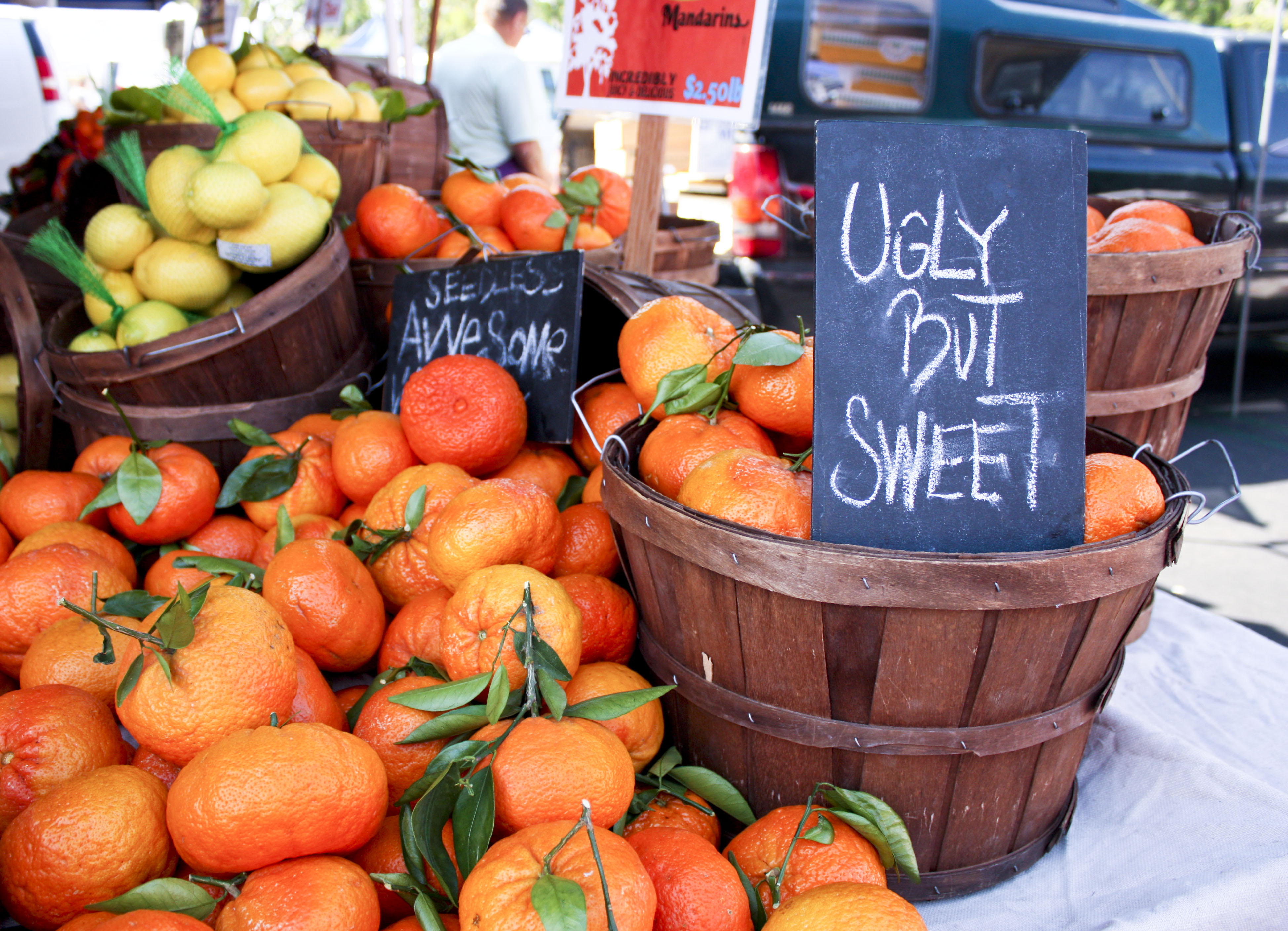 A pile of seedless mandarins lie in and around a basket located at a farmer's market in Irvine, just 28 miles away from Biola's campus. These mandarins, being sold by local farmers for $2.50lb, are among the many home grown items available every Saturday from 8 a.m. to noon.  