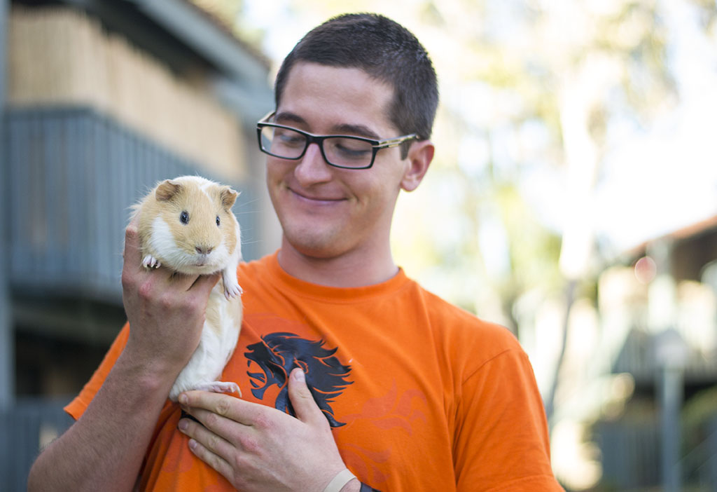 Bruce, the furry friend of Ryan Glassey, was found in his apartment building's parking lot, and soon became family. | Ashleigh Fox/THE CHIMES