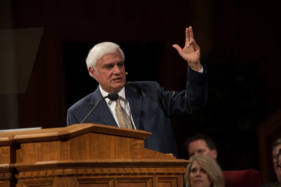 Ravi Zacharias speaks in Utah for his International Ministries. Zacharias and Dennis Prager will appear at Biola this weekend to discuss what happens when culture replaces Gods authority with the state. | Photo by Ben Ian May/Courtesy of RZIM