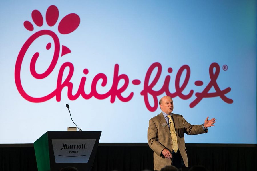 Current Chick-fil-A president Dan Cathy gave the keynote address at the Integrity Award luncheon at the Irvine Marriott on Nov. 5. | Jenny Oetzell/THE CHIMES