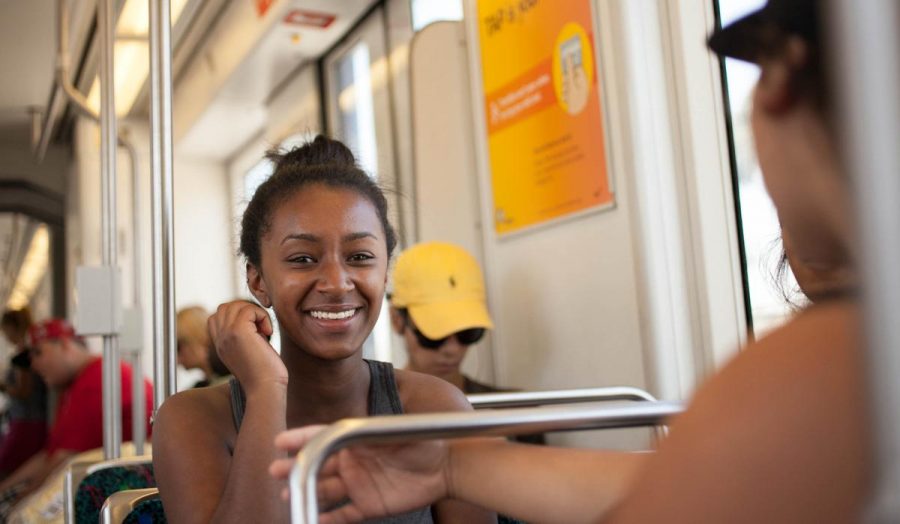 Hasiet Joy Negash captured in a candid moment on the metro heading to Los Angeles.  |  Melanie Kim/THE CHIMES