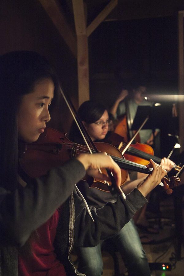 Joycelyn Choo plays in the strings section of the orchestral production. 