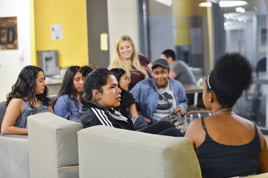 Group of first-gen students in Blackstone lobby